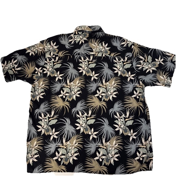Natural Issue Hawaiian Shirt Men L Black Tropical Floral Viscose Rayon S/S - Picture 2 of 11